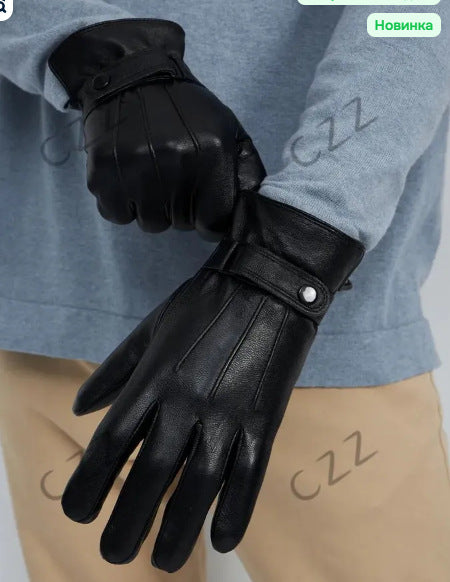 Walt | Mens Leather Ski Gloves Sheepskin Touch Screen Winter Warm