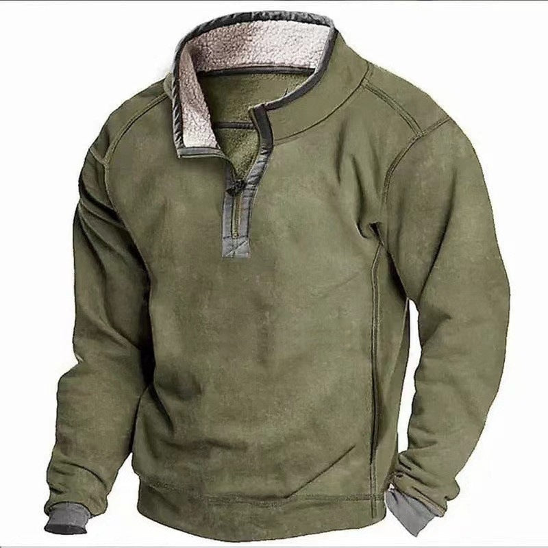 Wayne | Mens Fleece Lined Zip Up Stand Collar Warm Casual Sweatshirt
