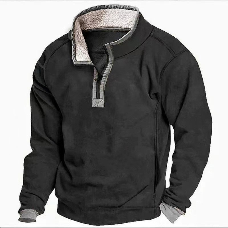 Wayne | Mens Fleece Lined Zip Up Stand Collar Warm Casual Sweatshirt