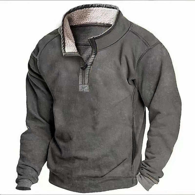 Wayne | Mens Fleece Lined Zip Up Stand Collar Warm Casual Sweatshirt