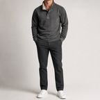 Wayne | Mens Fleece Lined Zip Up Stand Collar Warm Casual Sweatshirt, Gray