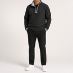 Wayne | Mens Fleece Lined Zip Up Stand Collar Warm Casual Sweatshirt, Black