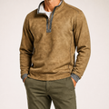 Wayne | Mens Fleece Lined Zip Up Stand Collar Warm Casual Sweatshirt, Khaki