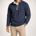 Wayne | Mens Fleece Lined Zip Up Stand Collar Warm Casual Sweatshirt, Blue