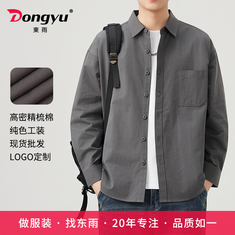 Wells | Mens Cotton Workwear Shirt Jacket - Smoke Grey