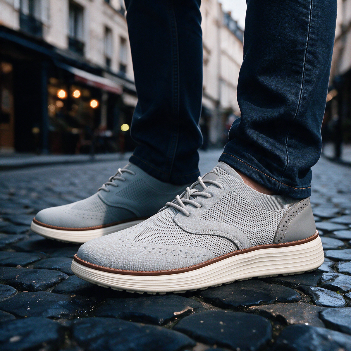 Wesley knit wingtip orthopedic sneakers for men