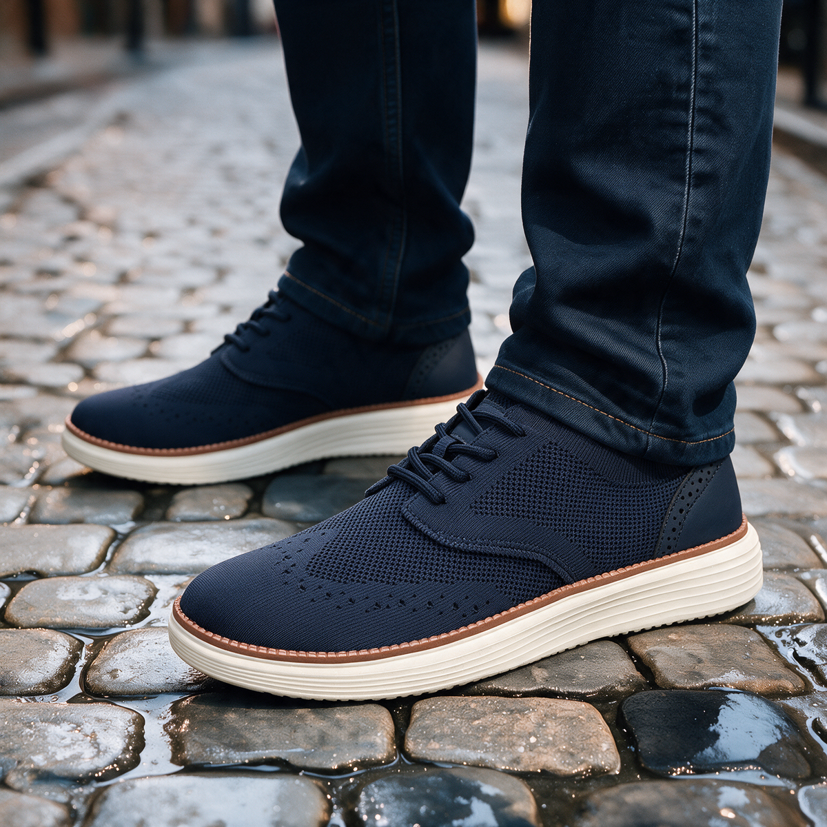 Wesley knit wingtip orthopedic sneakers for men