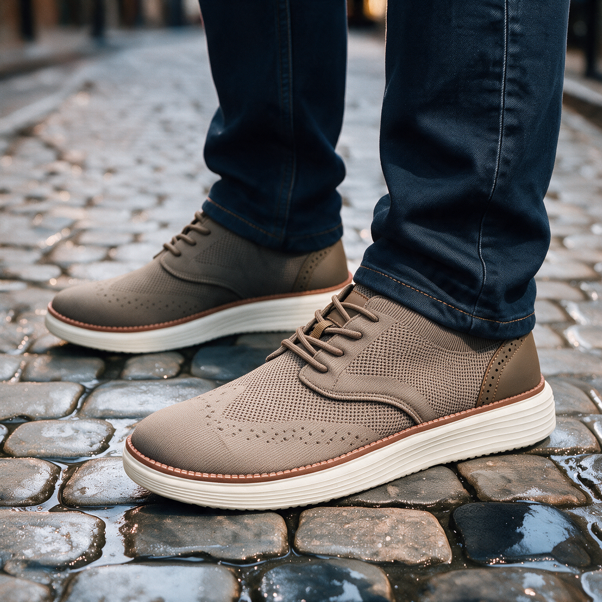 Wesley knit wingtip orthopedic sneakers for men