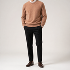 Weston | Mens V Neck Sweater Loose Fit Knitted Pullover, Khaki