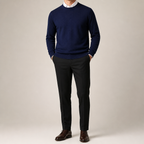 Weston | Mens V Neck Sweater Loose Fit Knitted Pullover, Navy Blue