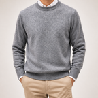 Weston | Mens V Neck Sweater Loose Fit Knitted Pullover, Grey