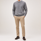 Weston | Mens V Neck Sweater Loose Fit Knitted Pullover, Grey