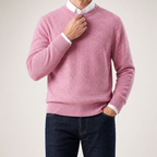 Weston | Mens V Neck Sweater Loose Fit Knitted Pullover, Pink