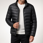 Whit | Mens Lightweight Quilted Hooded Winter Puffer Jacket, Black