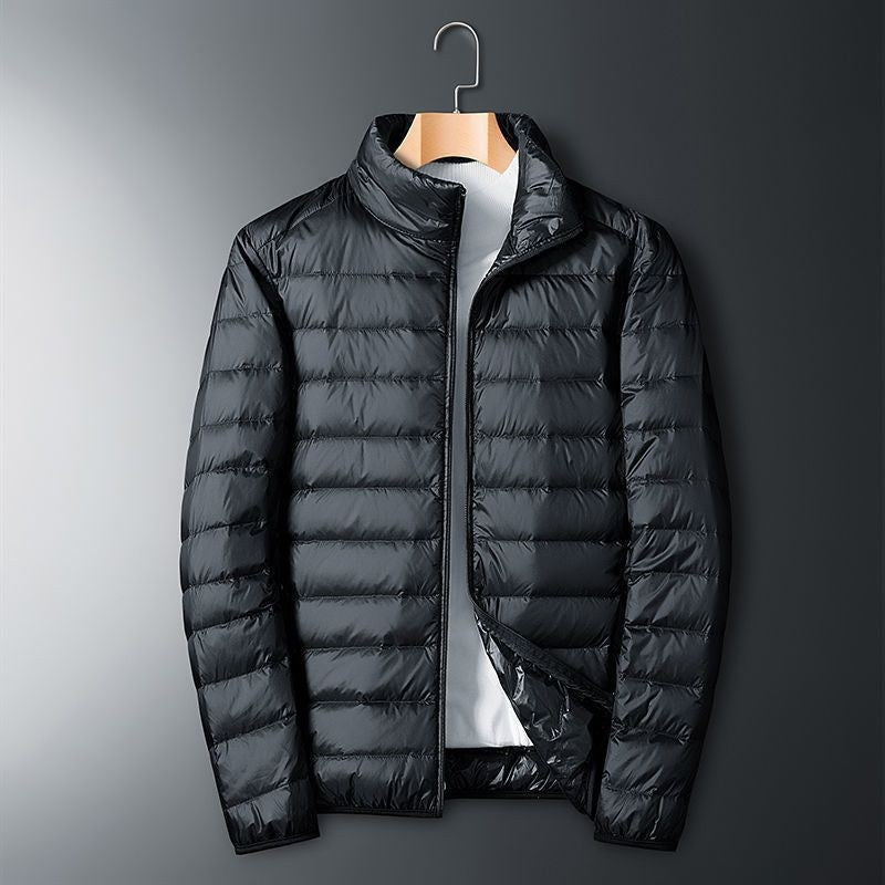 Whit | Mens Lightweight Quilted Hooded Winter Puffer Jacket, Black