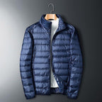 Whit | Mens Lightweight Quilted Hooded Winter Puffer Jacket, Navy Blue