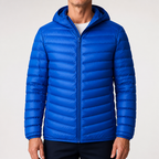 Whit | Mens Lightweight Quilted Hooded Winter Puffer Jacket, Sapphire Blue Hooded