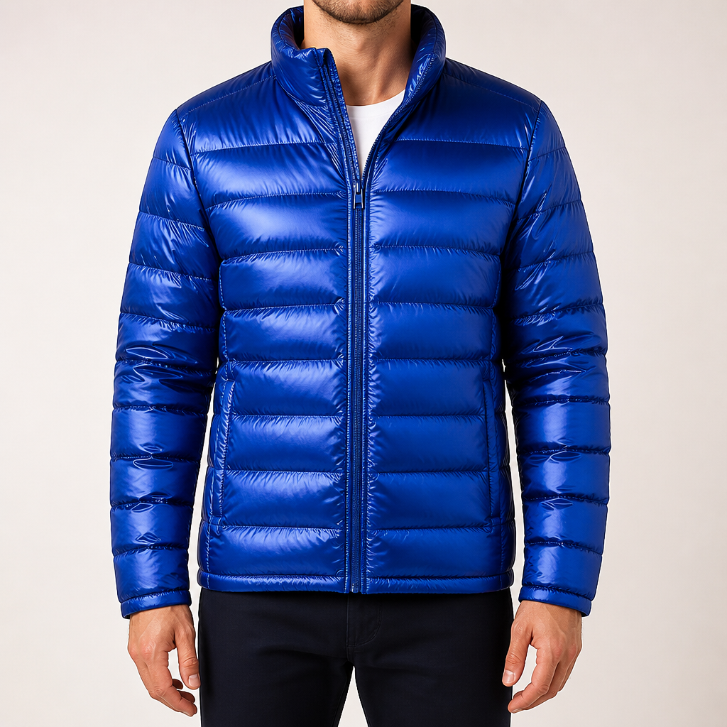 Whit | Mens Lightweight Quilted Hooded Winter Puffer Jacket, Sapphire Blue