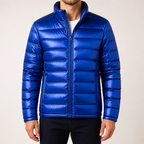 Whit | Mens Lightweight Quilted Hooded Winter Puffer Jacket, Sapphire Blue