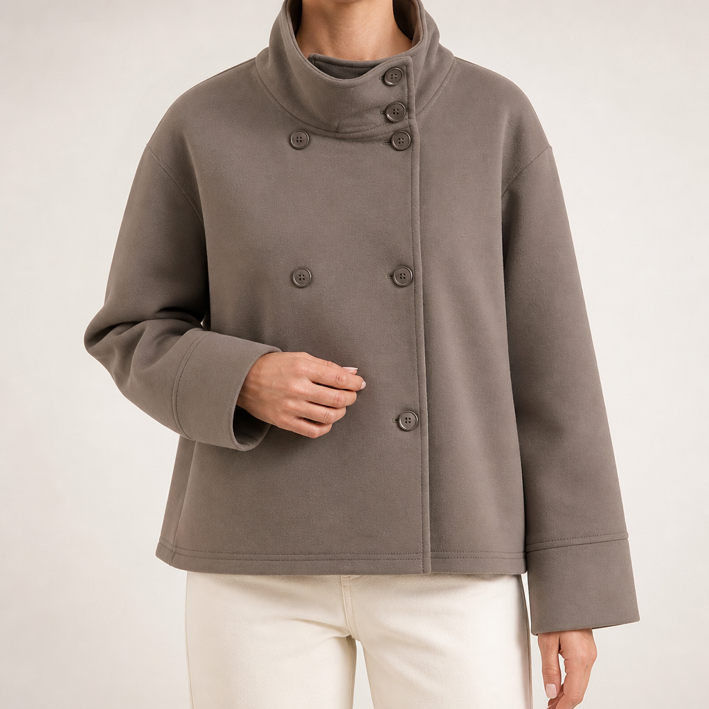 Whitney | Womens Wool Blend Stand Collar Warm Winter Jacket, Brown 2