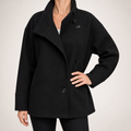Whitney | Womens Wool Blend Stand Collar Warm Winter Jacket, Black