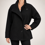 Whitney | Womens Wool Blend Stand Collar Warm Winter Jacket, Black