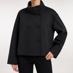 Whitney | Womens Wool Blend Stand Collar Warm Winter Jacket, Black 2