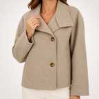 Whitney | Womens Wool Blend Stand Collar Warm Winter Jacket, Khaki