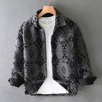 Wilder | Mens Retro Jacquard Wool Blend Overshirt - Grey