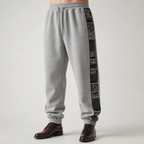 Wiley | Mens Corduroy Straight Leg Loose Casual Patchwork Pants, Light Grey
