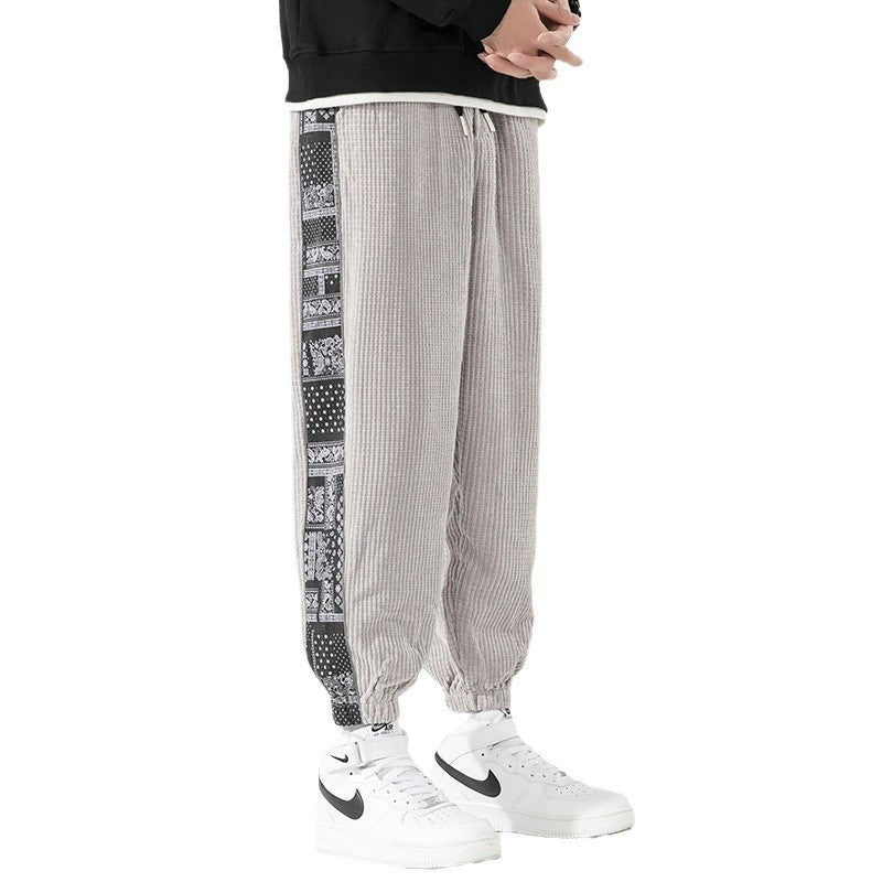 Wiley | Mens Corduroy Straight Leg Loose Casual Patchwork Pants