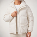 Will | Mens Puffer Jacket Hooded Winter Warm Loose Padded Coat, White