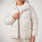 Will | Mens Puffer Jacket Hooded Winter Warm Loose Padded Coat, White