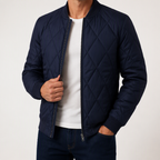 Willis | Mens Diamond Quilted Padded Warm Winter Bomber Jacket, Navy