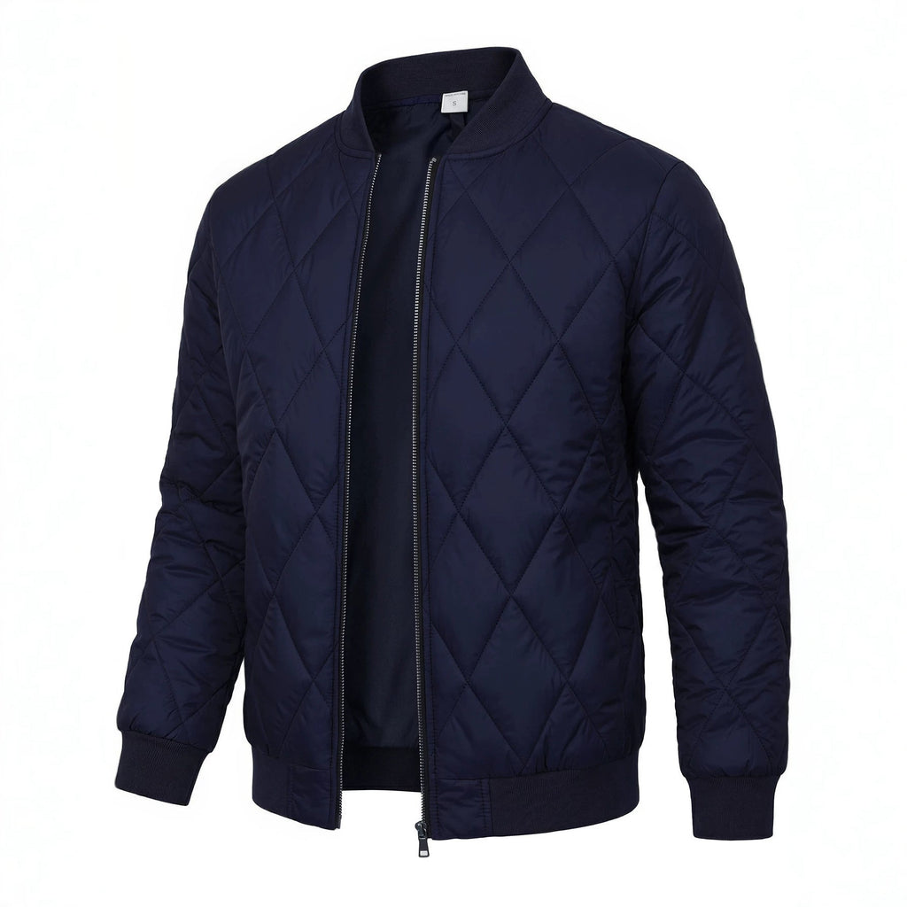 Willis | Mens Diamond Quilted Padded Warm Winter Bomber Jacket, Navy
