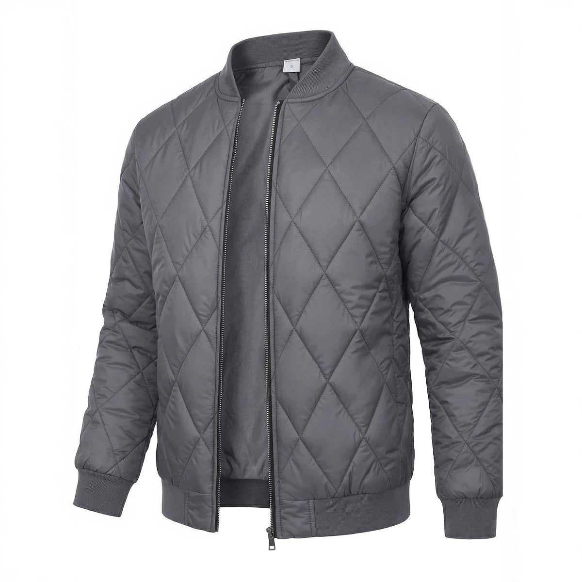 Willis | Mens Diamond Quilted Padded Warm Winter Bomber Jacket, Grey
