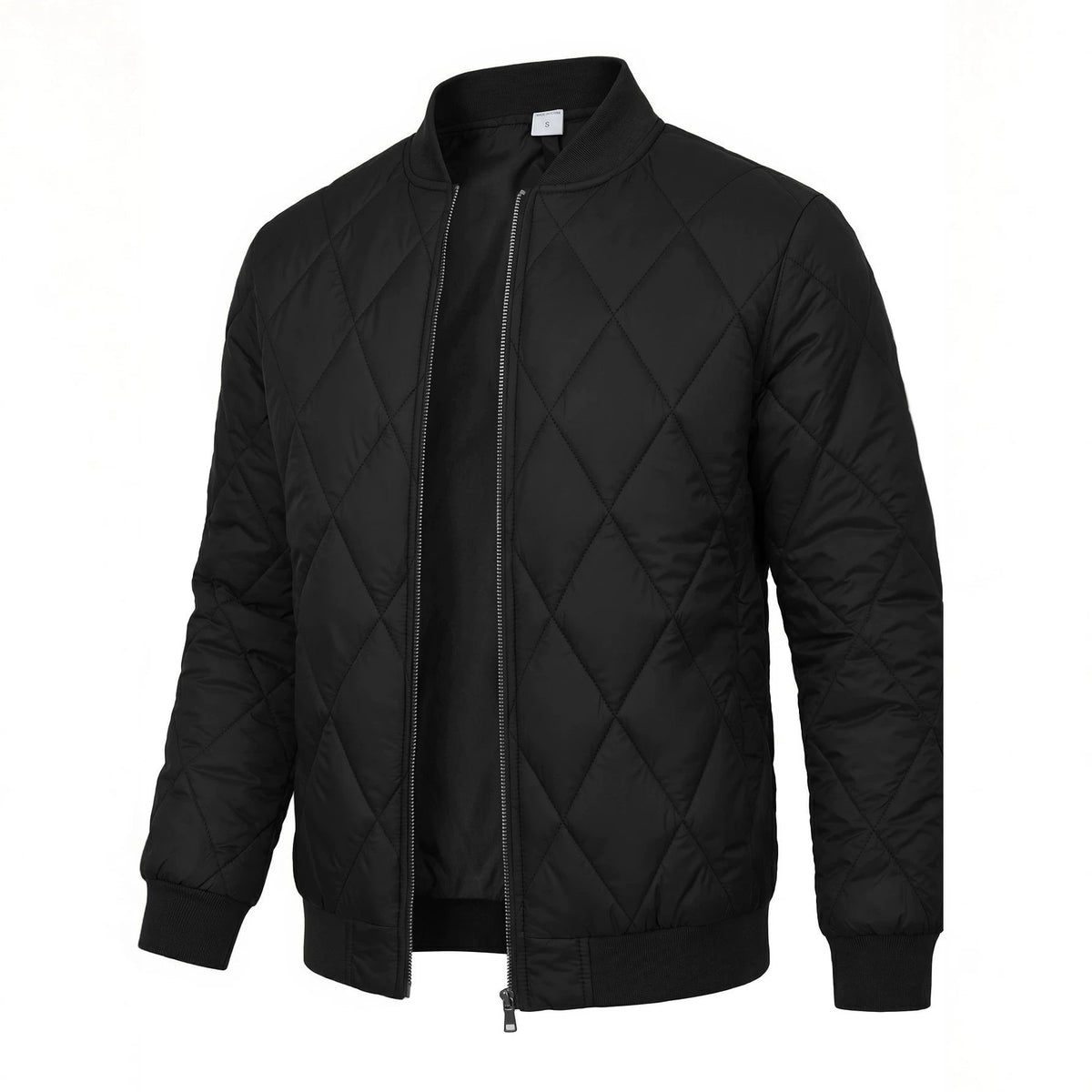 Willis | Mens Diamond Quilted Padded Warm Winter Bomber Jacket, Black