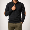 Wilson | Mens Knit Cardigan Stand Collar Long Sleeve Casual Shirt, Black