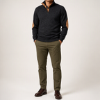 Wilson | Mens Knit Cardigan Stand Collar Long Sleeve Casual Shirt, Black