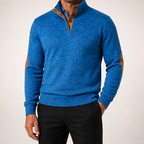 Wilson | Mens Knit Cardigan Stand Collar Long Sleeve Casual Shirt, Blue