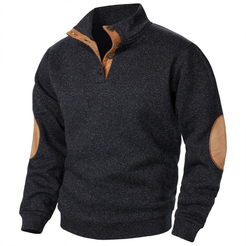 Wilson | Mens Knit Cardigan Stand Collar Long Sleeve Casual Shirt