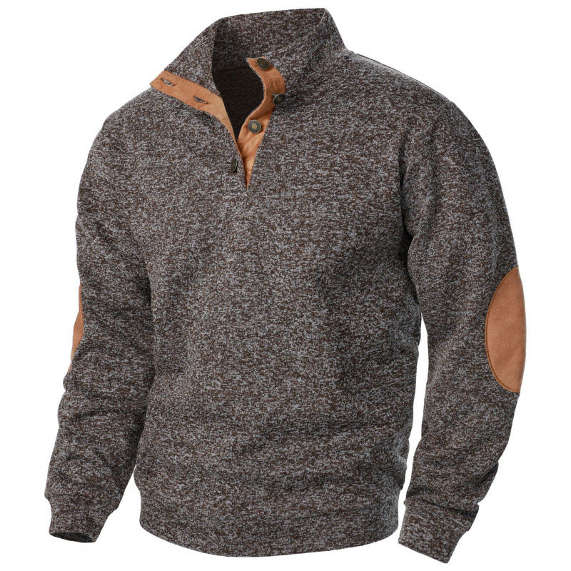 Wilson | Mens Knit Cardigan Stand Collar Long Sleeve Casual Shirt