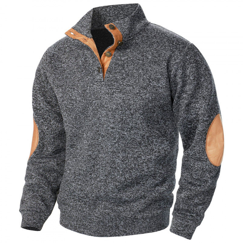 Wilson | Mens Knit Cardigan Stand Collar Long Sleeve Casual Shirt