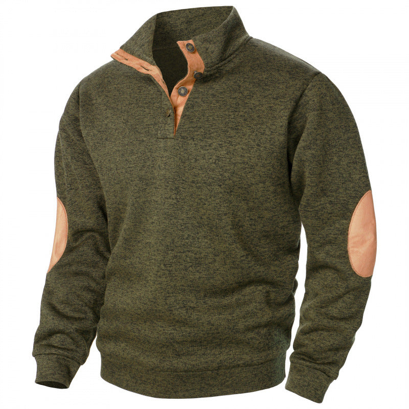 Wilson | Mens Knit Cardigan Stand Collar Long Sleeve Casual Shirt