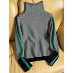 Winifred | Womens Turtleneck Knit Jumper Contrast Sleeve Loose - 5