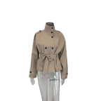 Winnie | Womens Cropped Double Breasted Trench Coat, Khaki