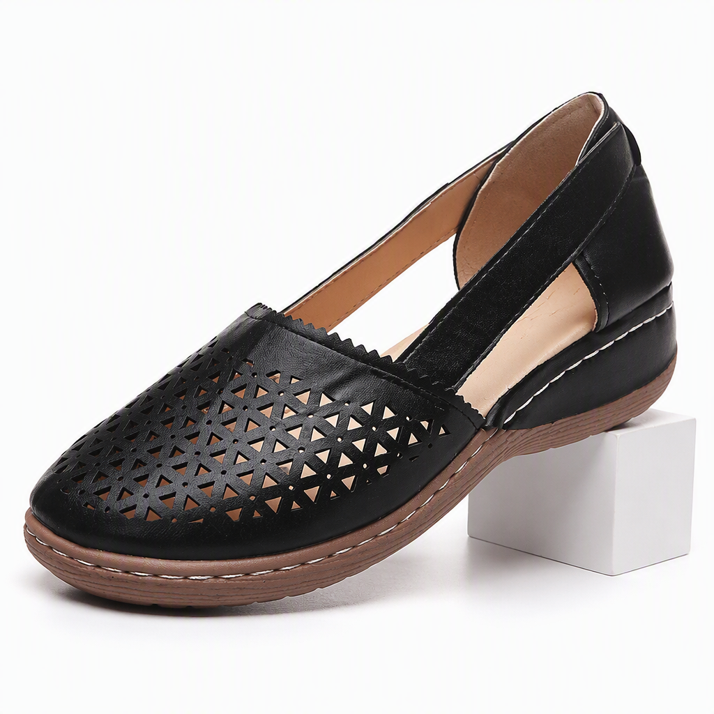 Yvette | Womens Leather Lace Up Casual Walking Sneakers Shoes