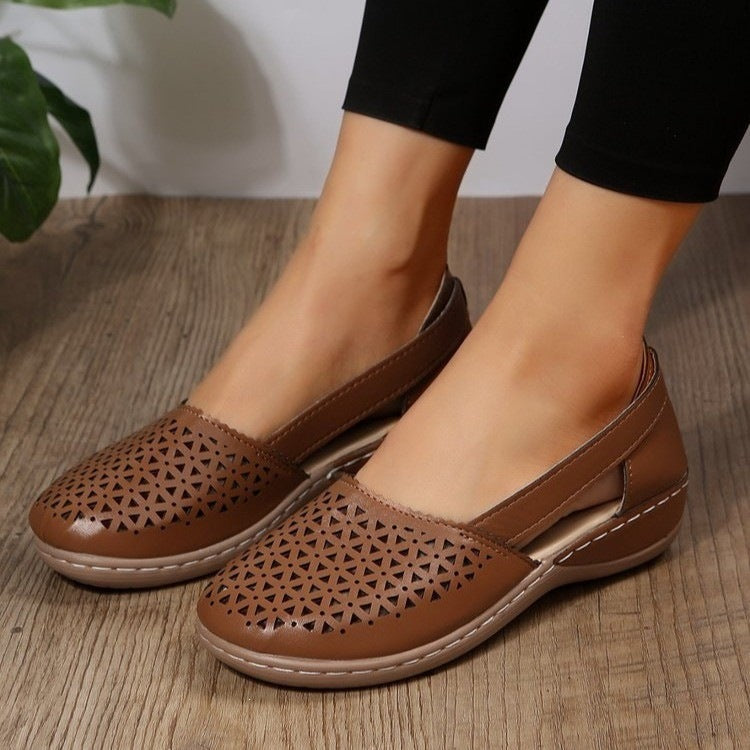 Yvette | Womens Leather Lace Up Casual Walking Sneakers Shoes