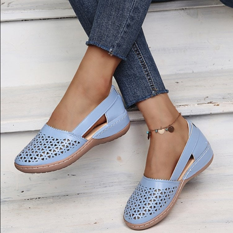 Yvette | Womens Leather Lace Up Casual Walking Sneakers Shoes