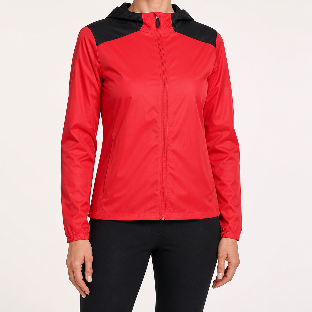 Yvonne | Womens Water Resistant Quick Dry Hooded Windbreaker Jacket, Red